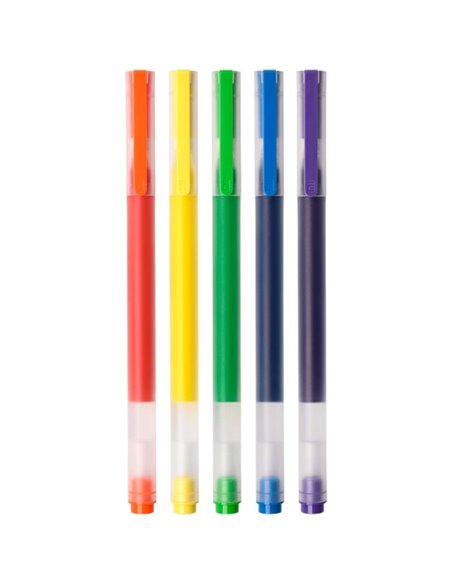 Stylos gel haute capacité Xiaomi - Lot de 5 - Pointe de 0,5 mm - Haute capacité - Séchage rapide - Couleurs assorties
