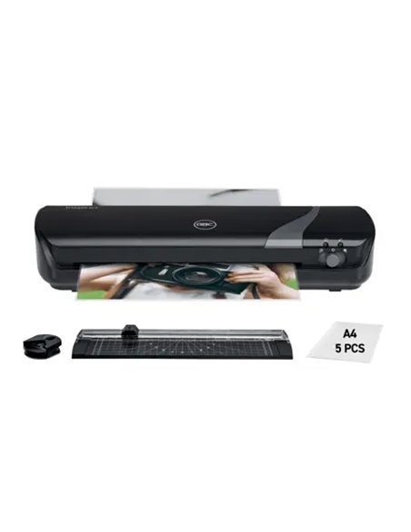 Coffret plastifieuse GBC Inspire+ A4 + massicot d'angle + massicot + lot de 5 pochettes de plastification A4 - Jusqu'au format A