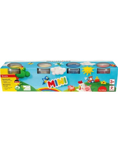 Pack Mini Kids Eberhard Faber avec 4 pots de 140 g de pâte à modeler - 97 % d'ingrédients naturels - Couleurs blanc, jaune, roug