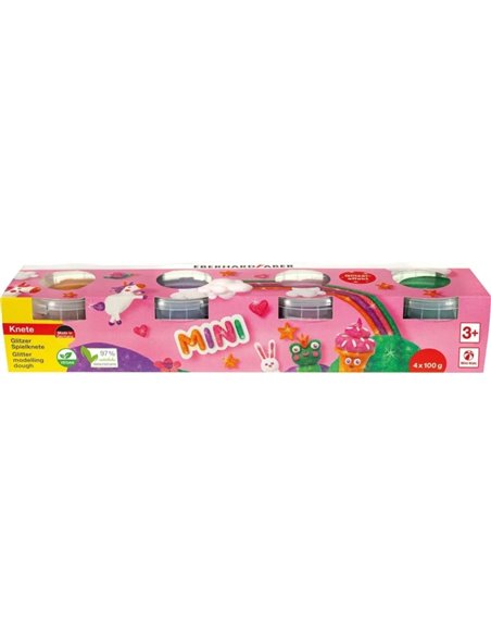 Pack Mini Kids Eberhard Faber avec 4 pots de 100 g de pâte à modeler - 97 % d'ingrédients naturels - Couleurs vives orange, viol