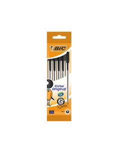 Lot de 5 stylos à bille Bic Cristal Original - Pointe ronde 1,0 mm - Trait 0,4 mm - Encre à base d'huile - Noir