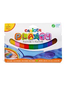 Lot de 12 pâtes à modeler assorties Carioca Plasty - Facile à utiliser - Ne sèche pas - Réutilisable - Couleurs vives et miscibl