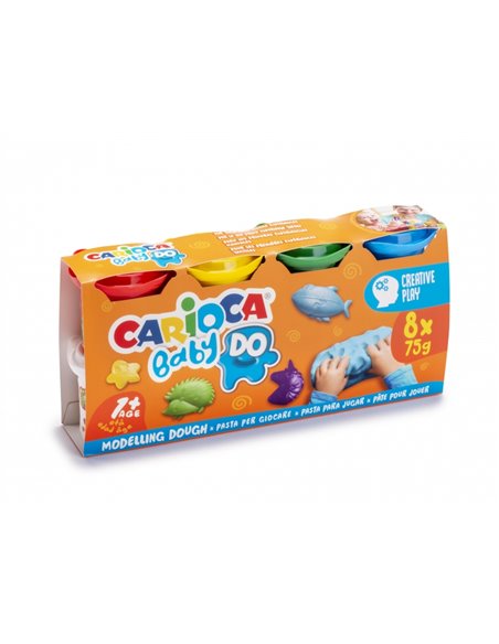 Pack de 8 pâtes à modeler Carioca Baby Do - Ultra légères - Élastiques - Malléables - Idéales pour les premières expériences tac