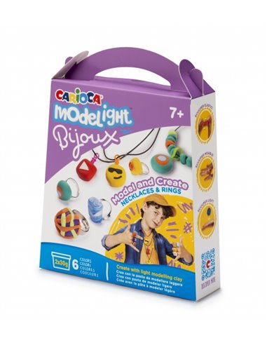 Carioca Modelight Bijoux - Pack de création de bijoux - Pâte ultra légère et élastique - Sans gluten - Séchage à l'air libre - C