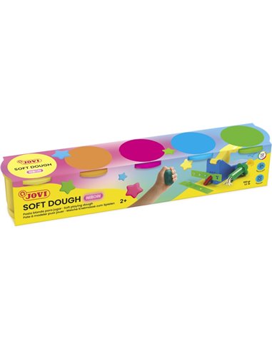 Coffret de 5 pots de pâte molle Jovi couleur néon - Souple et flexible - Facile à pétrir et à modeler - Idéal pour l'initiation 