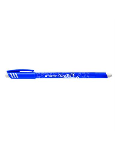 Stylo à bille Tratto Cancellik - Encre effaçable - Trait 0,4 mm - Double gomme - Bleu