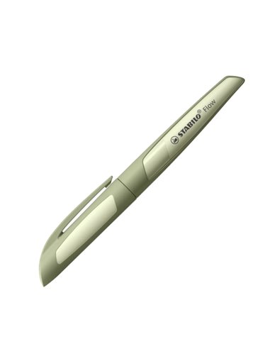 Stylo plume rechargeable monochrome Stabilo Flow - Plume M de haute qualité - Poignée ergonomique - Cartouche bleu roi incluse -