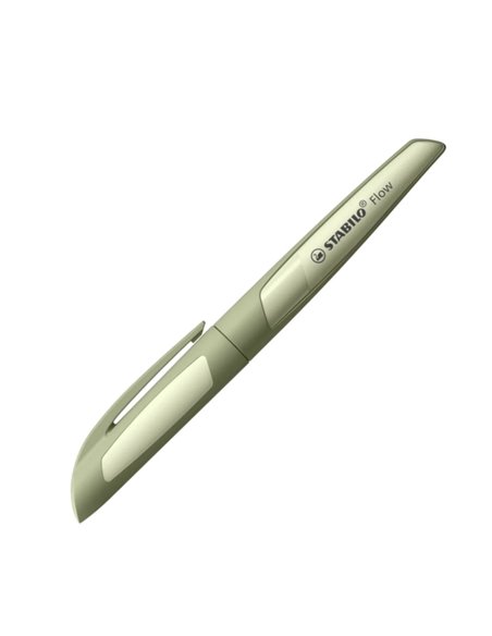 Stylo plume rechargeable monochrome Stabilo Flow - Plume M de haute qualité - Poignée ergonomique - Cartouche bleu roi incluse -