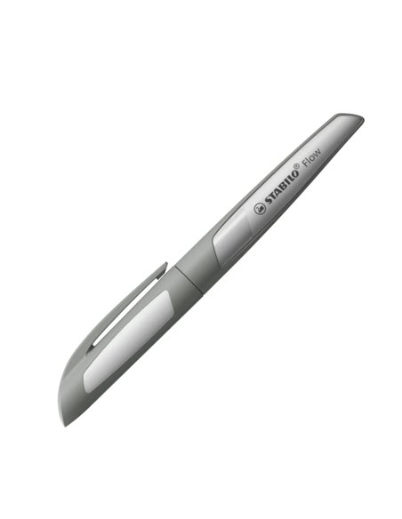 Stylo plume rechargeable monochrome Stabilo Flow - Plume M de haute qualité - Poignée ergonomique - Cartouche bleu roi incluse -