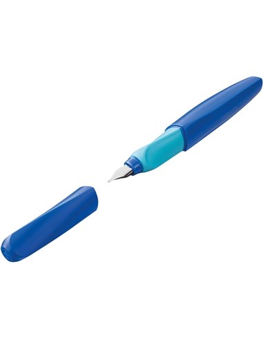 Stylo plume rechargeable Pelikan Twist pour l'école - Plume en acier inoxydable, pointe M - Corps bleu (814737)