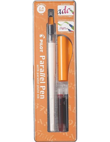 Pack stylo plume Pilot Parallel Pen 2,4 mm - Pointe acier - Course 2,4 mm - 2 recharges - Noir/Rouge