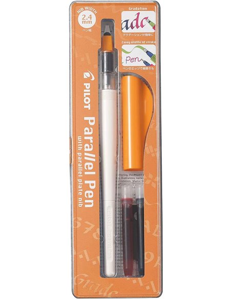 Pack stylo plume Pilot Parallel Pen 2,4 mm - Pointe acier - Course 2,4 mm - 2 recharges - Noir/Rouge