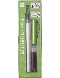 Pack stylo plume Pilot Parallel Pen 3,8 mm - Pointe acier - Course 3,8 mm - 2 recharges - Noir/Rouge