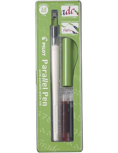 Pack stylo plume Pilot Parallel Pen 3,8 mm - Pointe acier - Course 3,8 mm - 2 recharges - Noir/Rouge