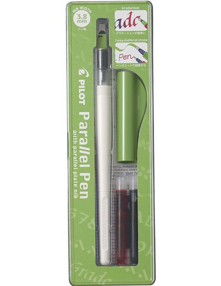 Pack stylo plume Pilot Parallel Pen 3,8 mm - Pointe acier - Course 3,8 mm - 2 recharges - Noir/Rouge