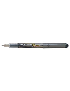 Stylo plume Pilot V-Pen Silver - Jetable - Encre liquide - Pointe acier - Course 0,5 mm - Noir