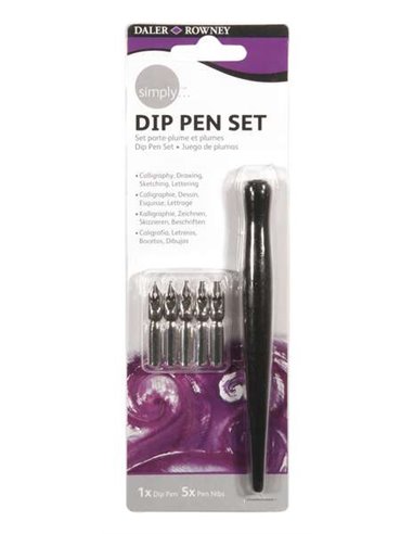 Daler Rowney Simply Pack de 1 porte-stylo et 5 plumes - Noir