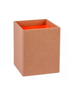 Pot à crayons Apli Collection Fluor - Finition Kraft - Toucher doux - Design élégant et polyvalent - Couleur orange fluorescent