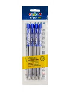 Carioca Sfera Lot de 4 stylos à bille rétractables - Pointe de 1 mm - Clic facile et confortable - Écriture fluide et fluide - C