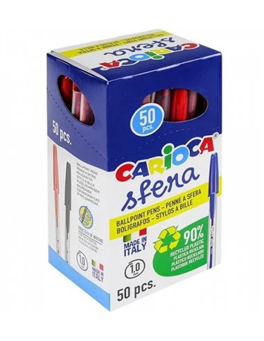 Stylo bille Carioca Sfera - Pointe 1 mm - Capuchon et encre couleur rétro - Écriture super glissante - Pack papier - Rouge