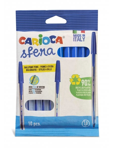 Stylos à bille Carioca Sfera Flowpack, lot de 10 – Pointe de 1 mm, capuchon et encre de couleur rétro, écriture super glissante,