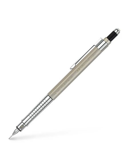 Crayon mécanique Faber-Castell TK-Fine Vario L HB 1 mm - Avec gomme - Clip métal - Couleur champagne
