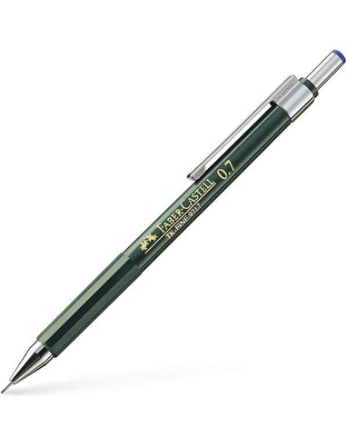 Crayon mécanique Faber-Castell TK-Fine 9713 - Mine HB - Course 0,7 mm - Gomme intégrée