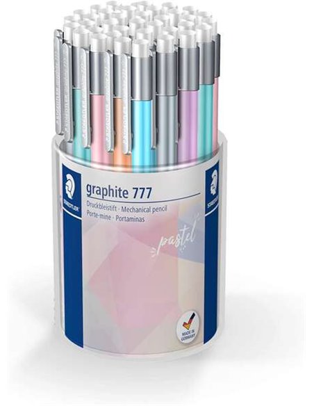 Crayons mécaniques Staedtler Graphite 777, lot de 36 – trait de 0,5 mm, corps caoutchouté, couleurs assorties