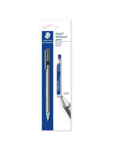 Pack Staedtler 1 porte-mine Triplus Micro 774 0,7 mm + 1 tube de 12 mines - Design triangulaire ergonomique - Pointe métallique 