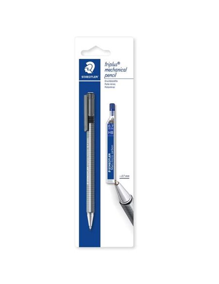 Pack Staedtler 1 porte-mine Triplus Micro 774 0,7 mm + 1 tube de 12 mines - Design triangulaire ergonomique - Pointe métallique 