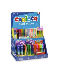 Carioca Fiorella Display Comprend 5 OOPS Easy Blister de 3 unités Bleu Rouge, 7 OOPS Easy Blister de 6 unités, 7 Fiorella Métall