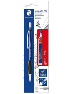 Pack Staedtler 1 porte-mine 779 0,5 mm + 1 tube de 12 mines - Zone de préhension ergonomique - Incassable