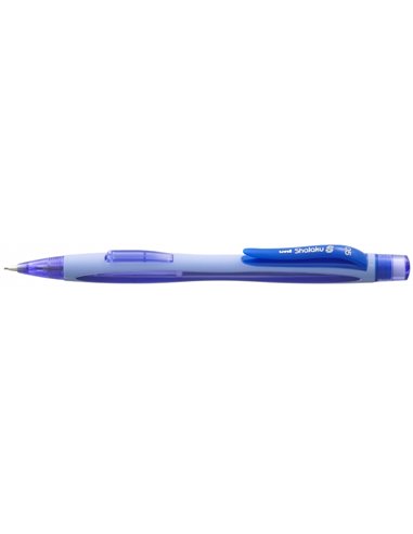 Crayon mécanique Uni-ball Shalaku S M5-228 - Largeur de trait 0,5 mm - 2 mines HB incluses - Gomme intégrée - Bleu