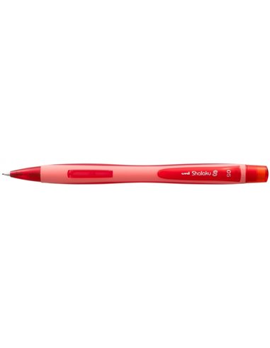 Crayon mécanique Uni-ball Shalaku S M5-228 - Largeur de trait 0,5 mm - 2 mines HB incluses - Gomme intégrée - Rouge