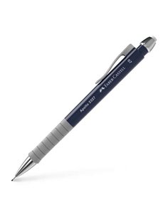 Crayon mécanique Faber-Castell Apollo - Course de 0,7 mm - Poignée ergonomique - Gomme intégrée - Corps bleu foncé