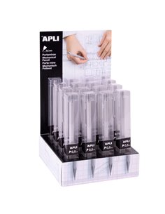Crayons mécaniques métalliques Apli - 0,5 mm - Texture douce - Forme hexagonale - Capuchon métallique - Gomme - 16 unités