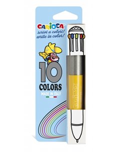 Stylo à bille vintage Carioca 10 couleurs - Stylo à bille automatique - 10 couleurs dans un seul stylo - Pointe de 1 mm - Couleu
