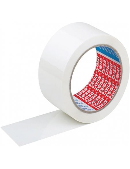 Sceau d'emballage Tesa 4089 50 mm x 132 mètres - En polypropylène - Adhésif caoutchouc naturel - Blanc
