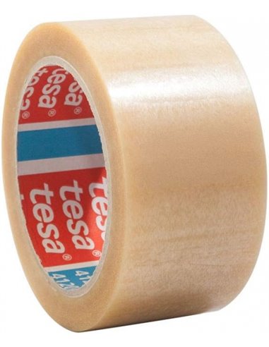 Sceau d'emballage standard Tesa 4120 50 mm x 66 mètres - En PVC - Adhésif caoutchouc naturel - Transparent