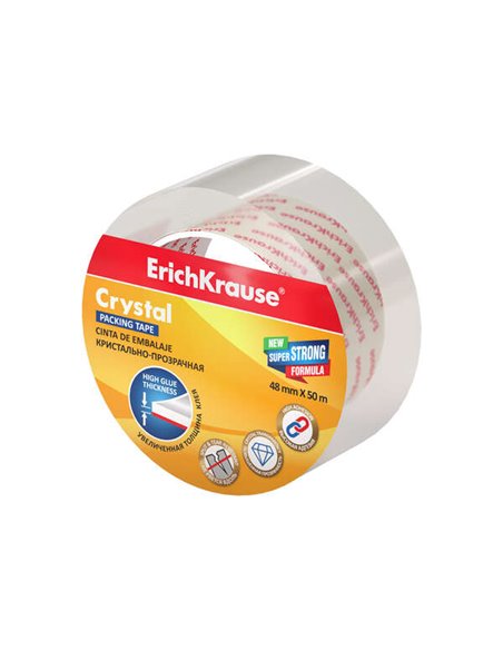 Sceau d'emballage Erichkrause Crystal 48 mm x 50 m - Polypropylène - Résistant et durable - Transparent