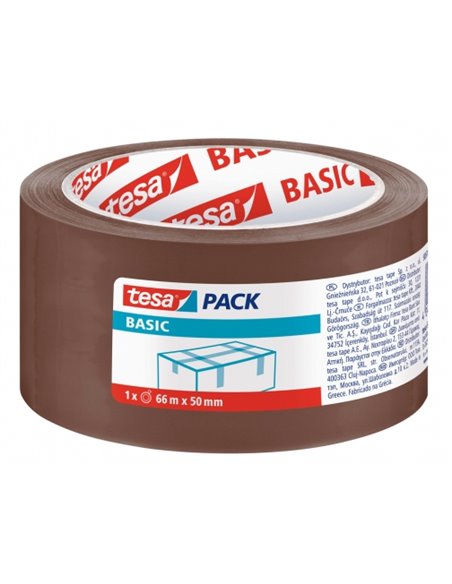 Ruban d'emballage Tesa Basic 50 mm x 66 mètres - En polypropylène - Adhésif écologique - Marron