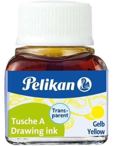 Encre de Chine Pelikan 523 10 ml N° 5 - Flacon de 10 ml - Résistante à l'eau - Idéale pour le dessin et la calligraphie - Jaune