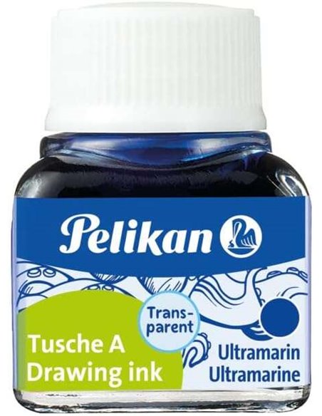 Encre de Chine Pelikan 523 10 ml N° 9 - 10 ml - Résistante à l'eau - Idéale pour le dessin et la calligraphie - Bleu outremer