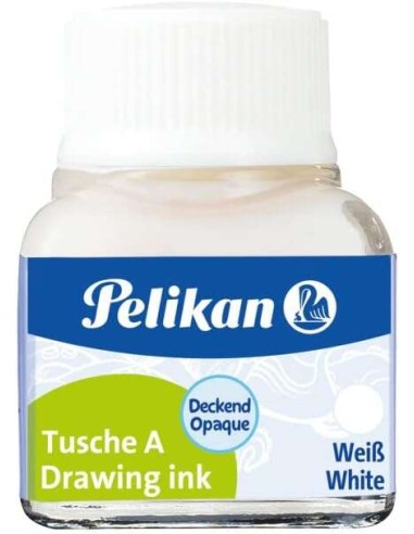 Encre de Chine Pelikan 523 10 ml N° 18 - 10 ml - Résistante à l'eau - Séchage rapide - Blanche