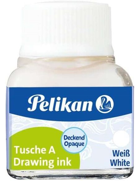 Encre de Chine Pelikan 523 10 ml N° 18 - 10 ml - Résistante à l'eau - Séchage rapide - Blanche