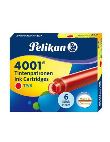 Boîte à cartouches Pelikan 4001 TP/6 - Compatible avec les stylos plume Pelikan 4001 - Rouge