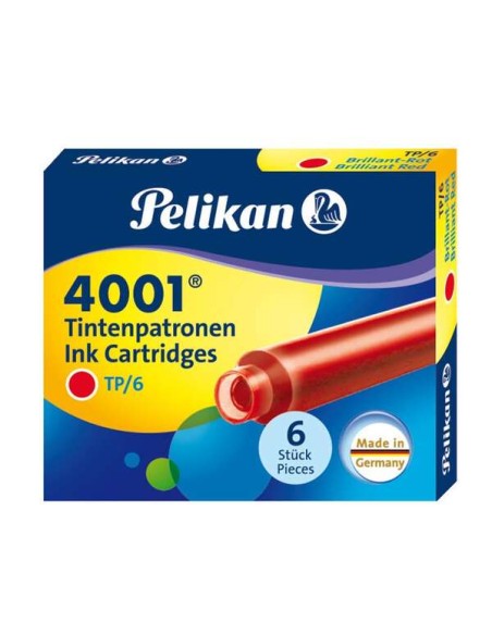 Boîte à cartouches Pelikan 4001 TP/6 - Compatible avec les stylos plume Pelikan 4001 - Rouge