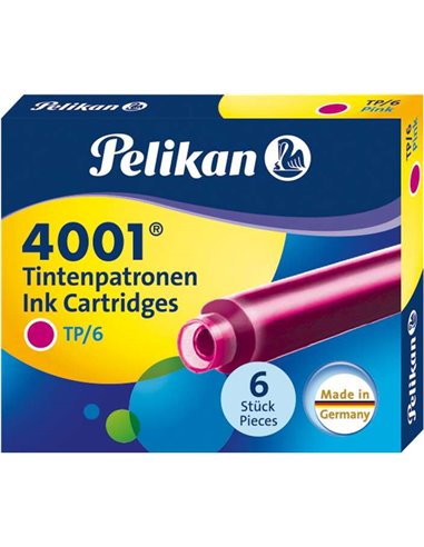 Boîte de 6 cartouches Pelikan 4001 TP/6 - Taille standard - Couleur rose