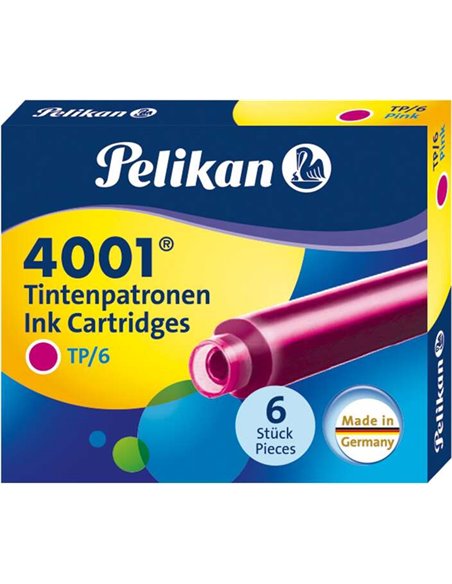 Boîte de 6 cartouches Pelikan 4001 TP/6 - Taille standard - Couleur rose