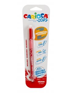 Stylo effaçable Carioca Oops - Encre rouge - Sensible à la chaleur - Poignée triangulaire ergonomique - Pointe de 0,7 mm - Doubl
